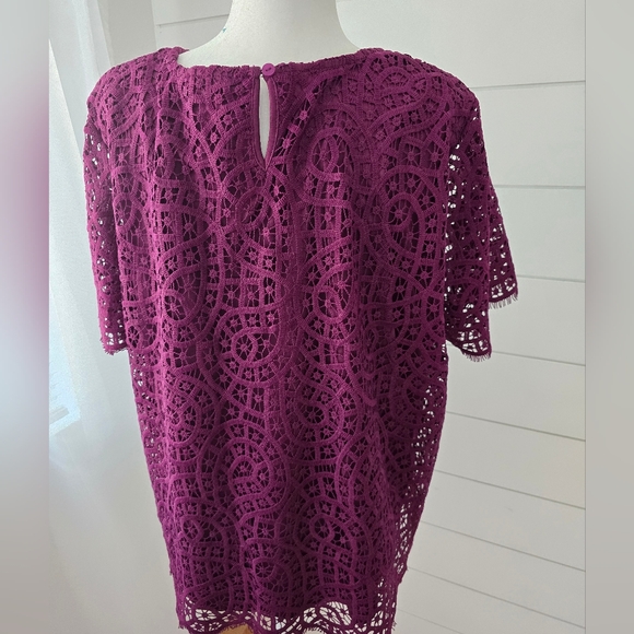Philosophy Eyelet purple Plus Size Blousse Shirt size 2x - Picture 4 of 8